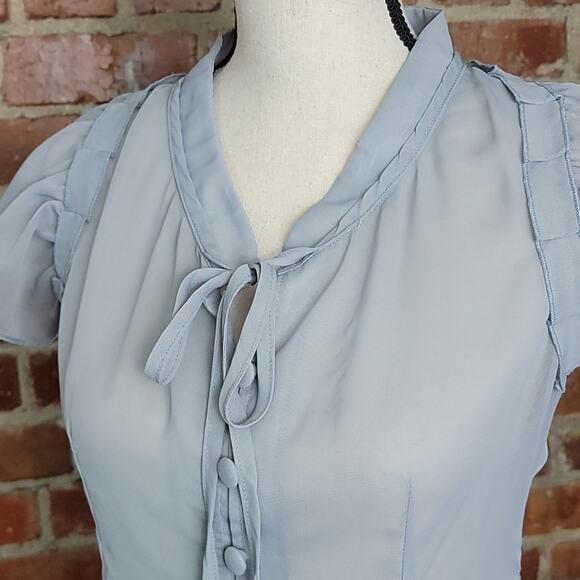 Viktor & Rolf Sheer Short Sleeve Button Front Blouse XS | FLAWS - Picture 2 of 7